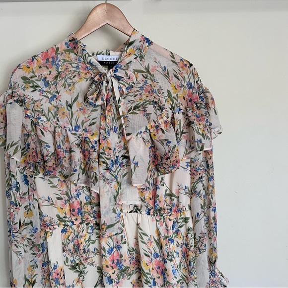 NEW ELOQUII ELEMENTS Floral Pussybow Dress 14 - Picture 5 of 6